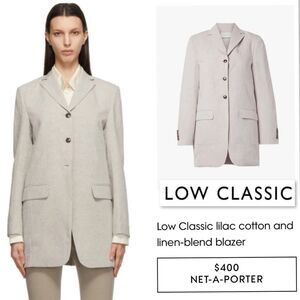 LOW CLASSIC COTTON AND LINEN BLEND BLAZER Taupe Beige Classic Jacket L Lagenlook
